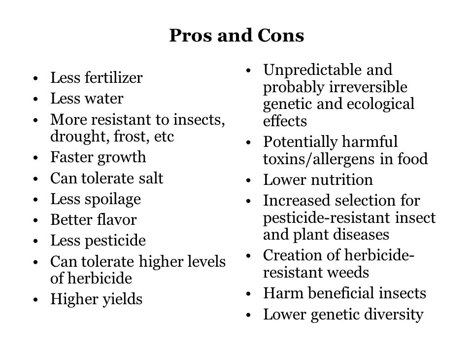 Pros and cons of gmo farming
